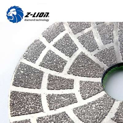 Diamond vacuum brazed pads for polishing granite marble floor concrete